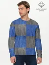 Мужской лонгслив базовый / Denim Patchwork