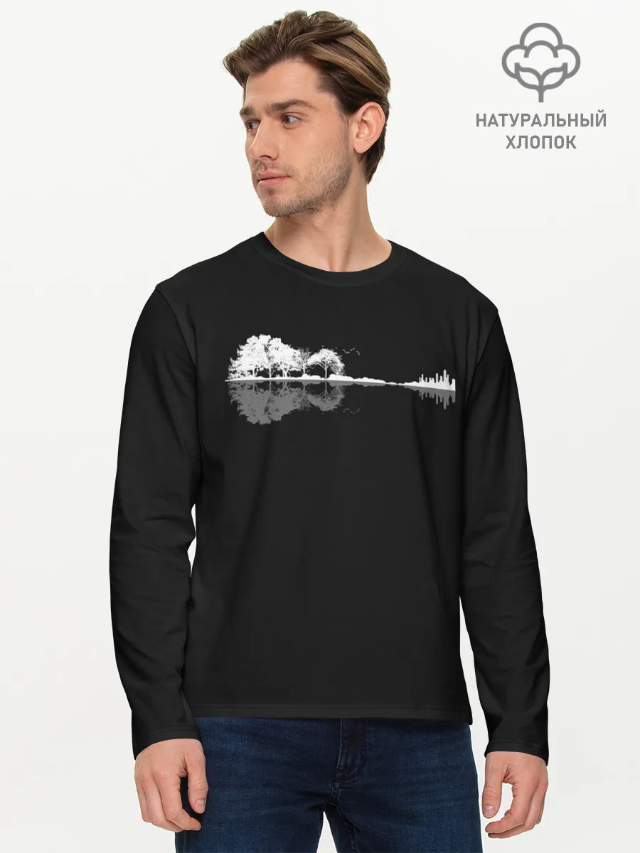 Мужской лонгслив базовый / Natural Guitar. Reflection