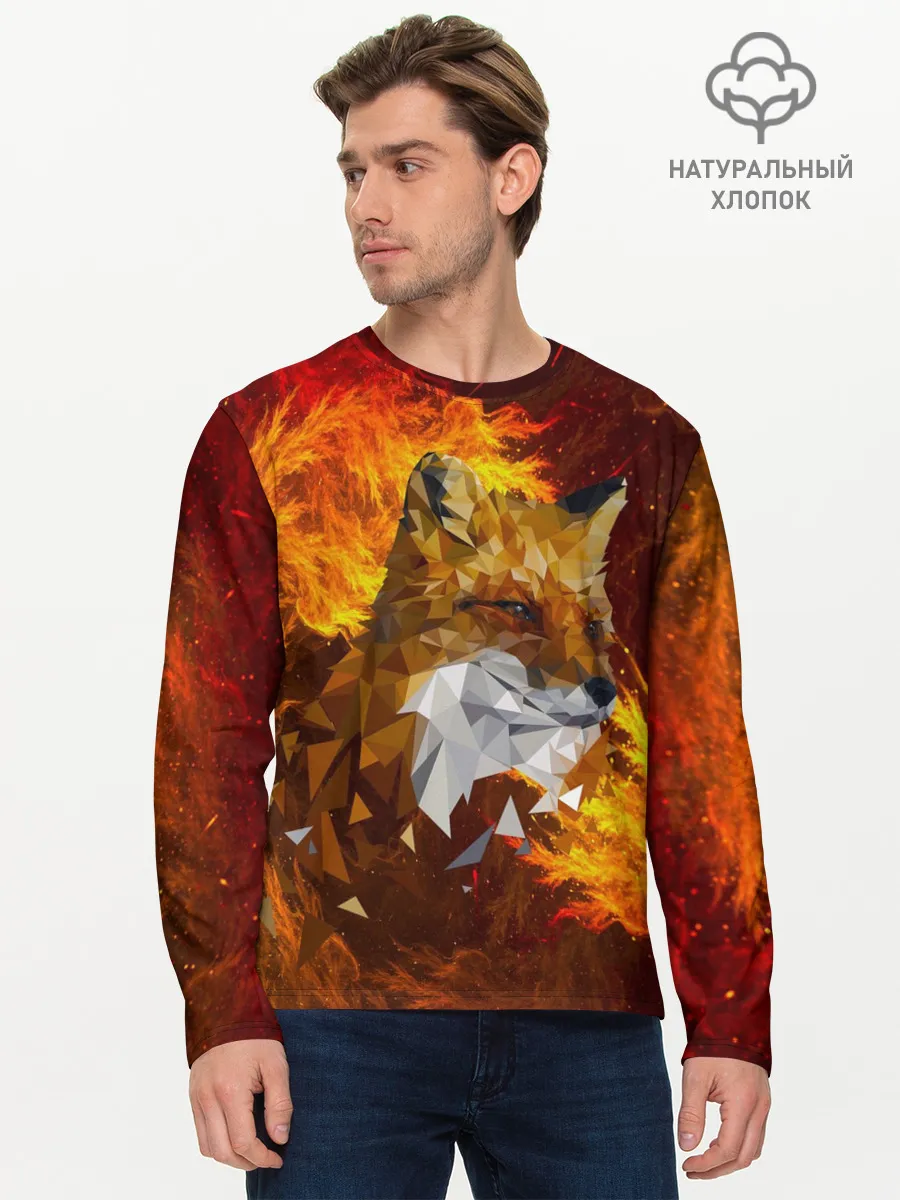 Мужской лонгслив базовый / Огненный Лис