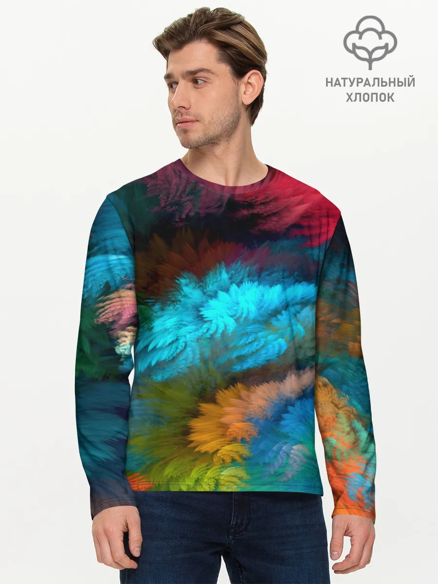 Мужской лонгслив базовый / Цветной дестрой
