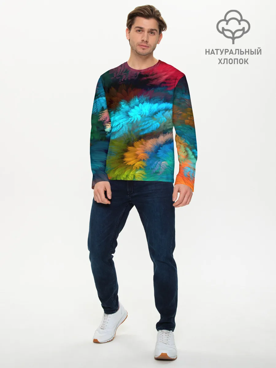 Мужской лонгслив базовый / Цветной дестрой