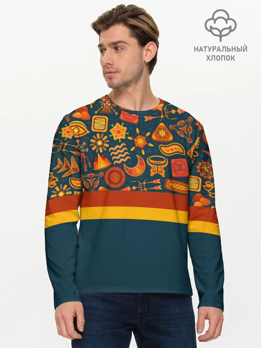 Мужской лонгслив базовый / Африканская Символика