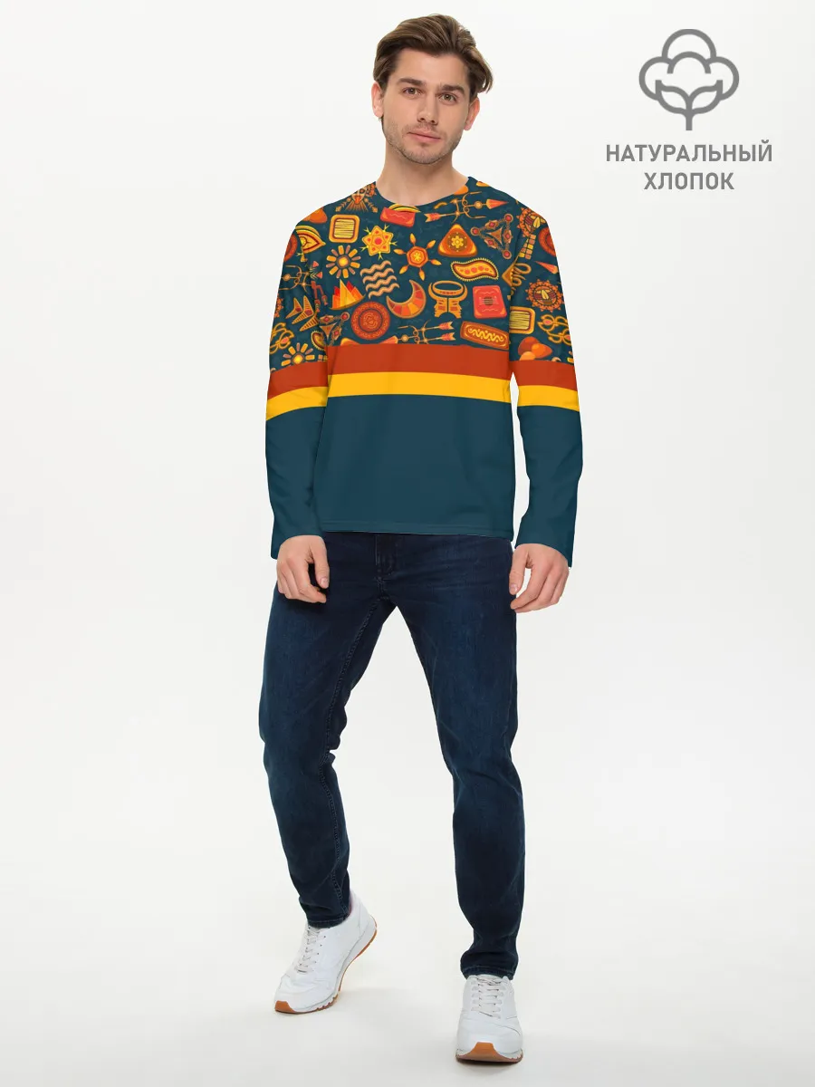 Мужской лонгслив базовый / Африканская Символика