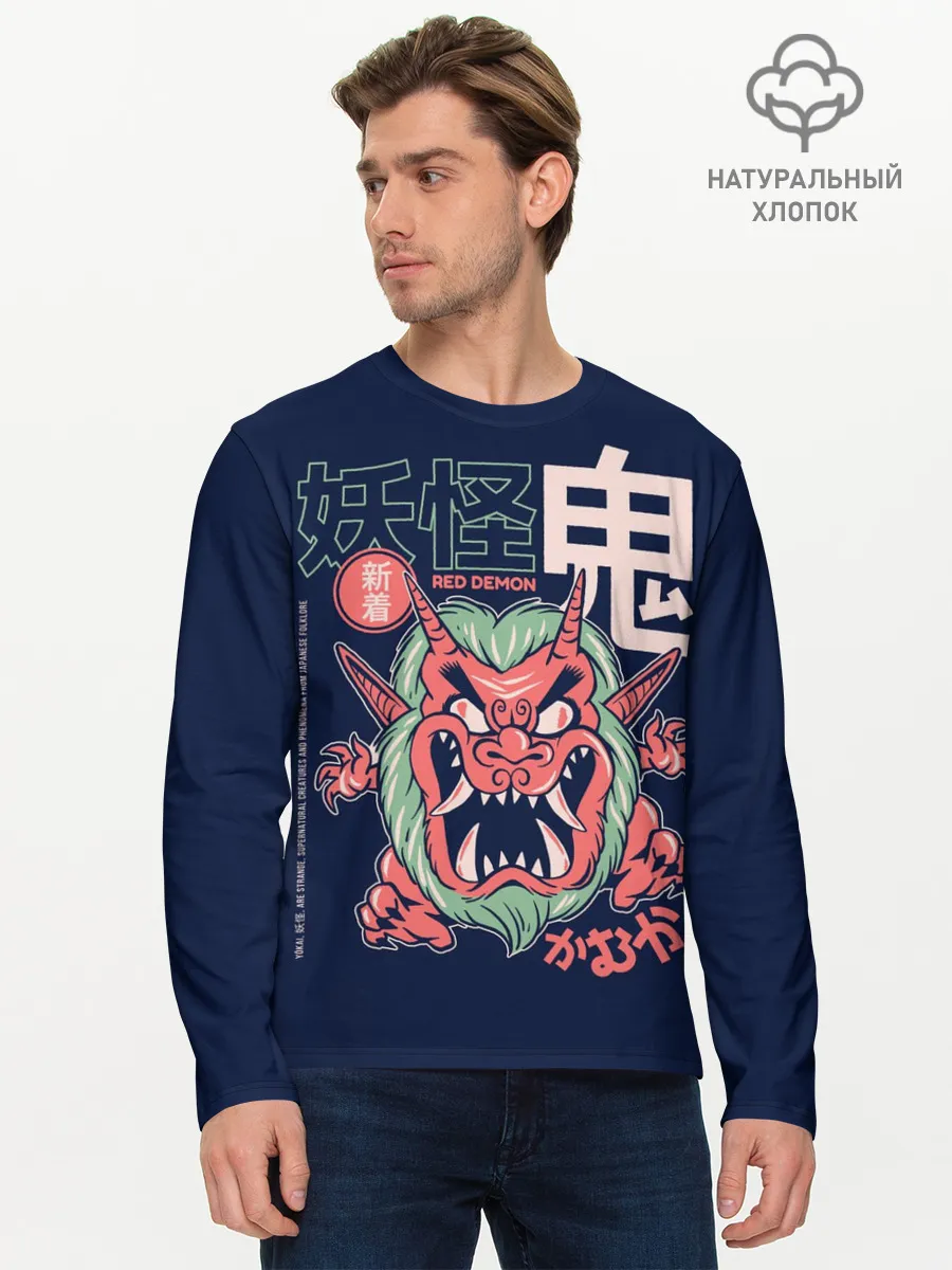 Мужской лонгслив базовый / Anime Oni Demon Yokai