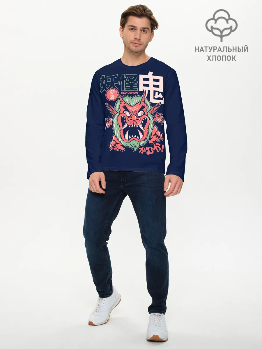 Мужской лонгслив базовый / Anime Oni Demon Yokai