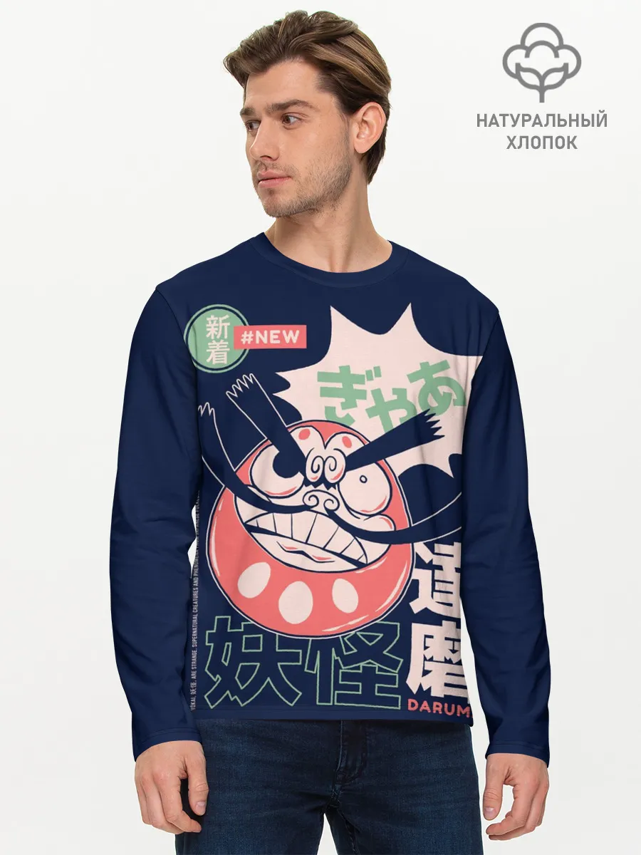 Мужской лонгслив базовый / Anime Daruma Demon Yokai