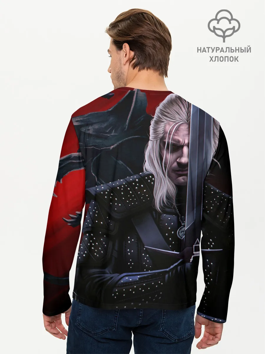 Мужской лонгслив базовый / Ведьмак Геральт