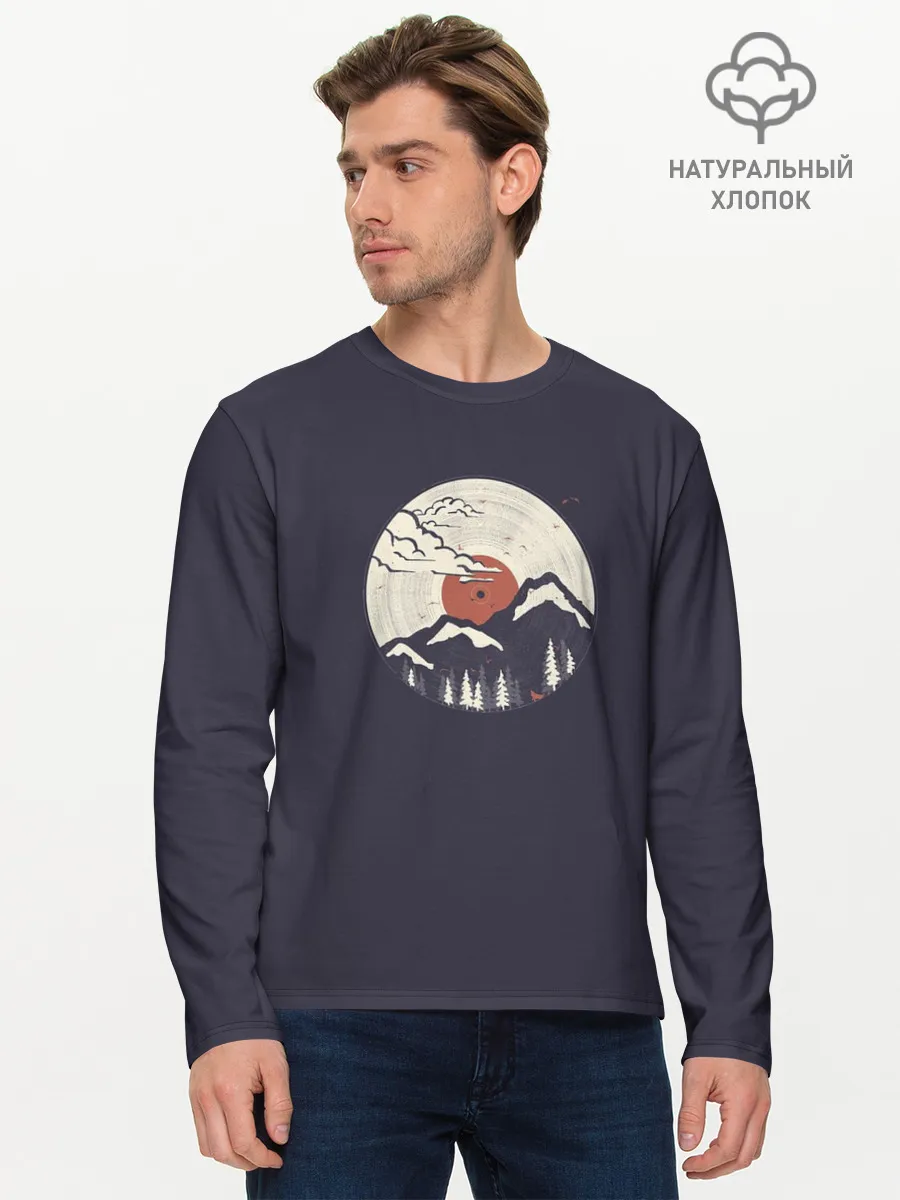 Мужской лонгслив базовый / Mountain. Vinyl Record