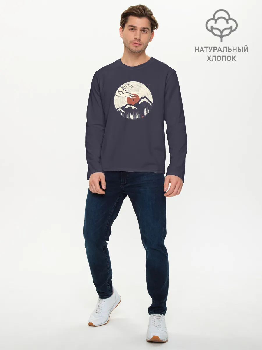 Мужской лонгслив базовый / Mountain. Vinyl Record