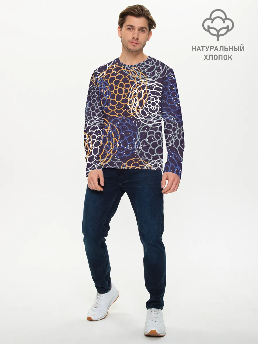 Мужской лонгслив базовый / текстура японские узоры