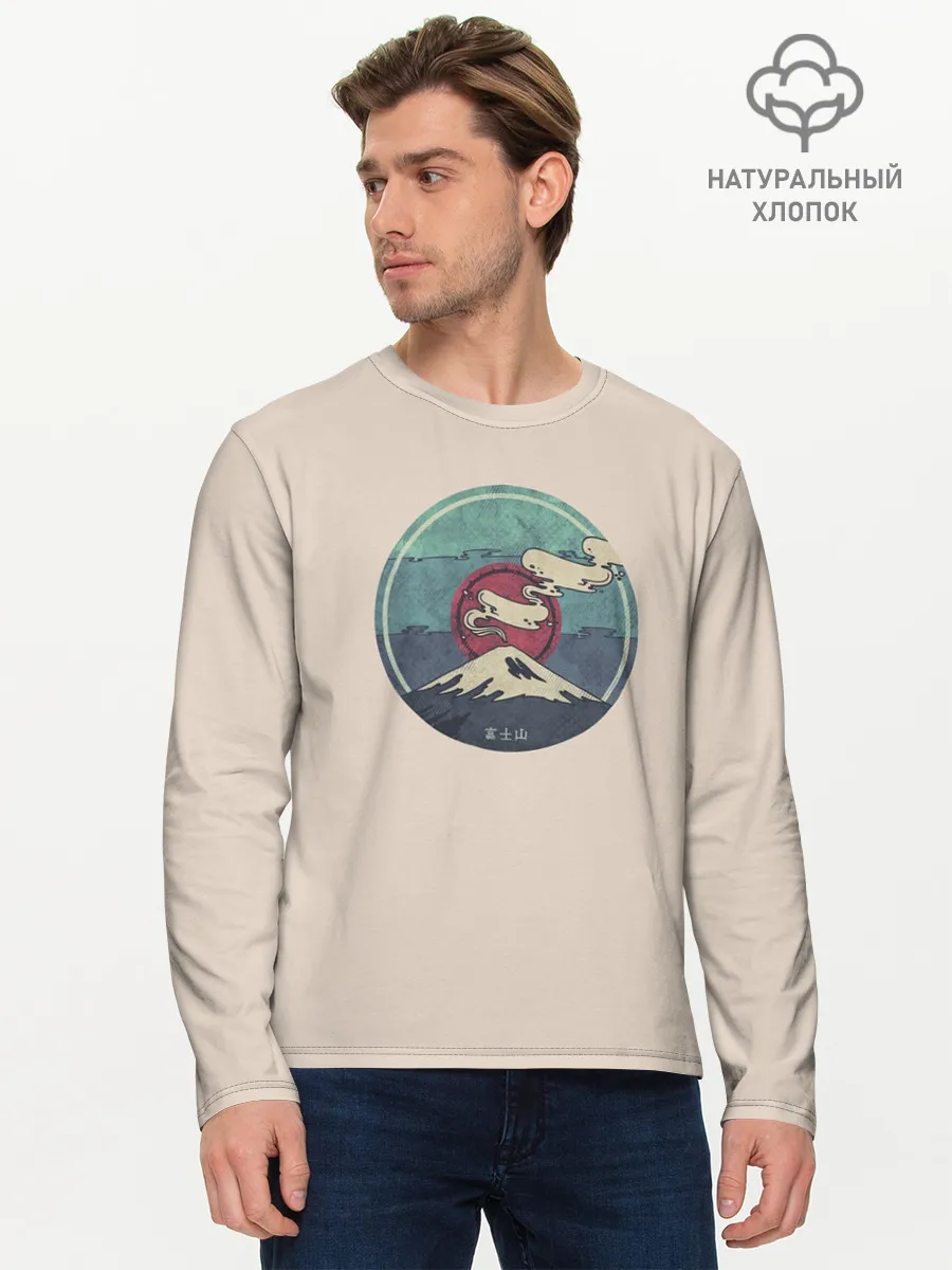 Мужской лонгслив базовый / Вулкан Фудзияма. Япония