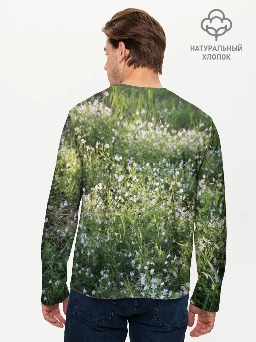 Мужской лонгслив базовый / луг белых колокольциков