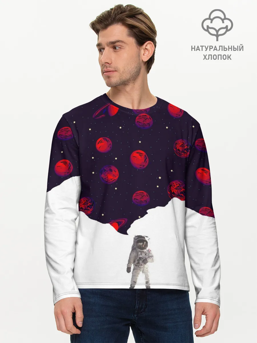 Мужской лонгслив базовый / Мысли Космонавта