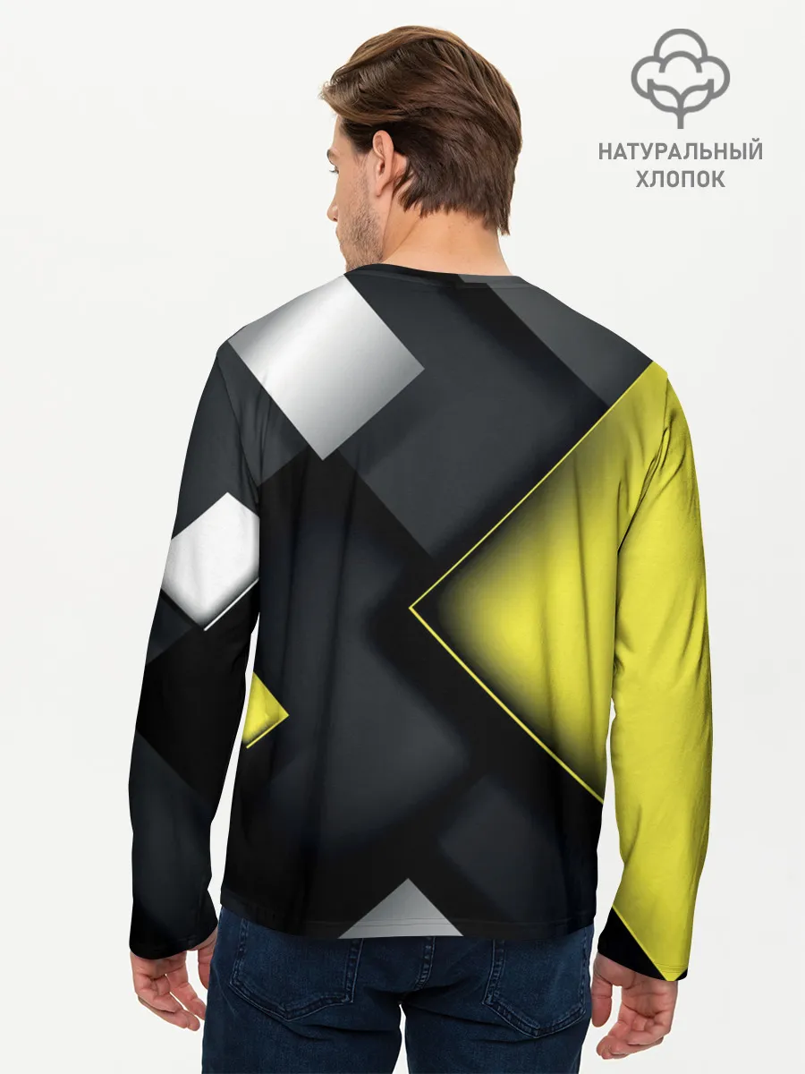 Мужской лонгслив базовый / Желто черный ромб