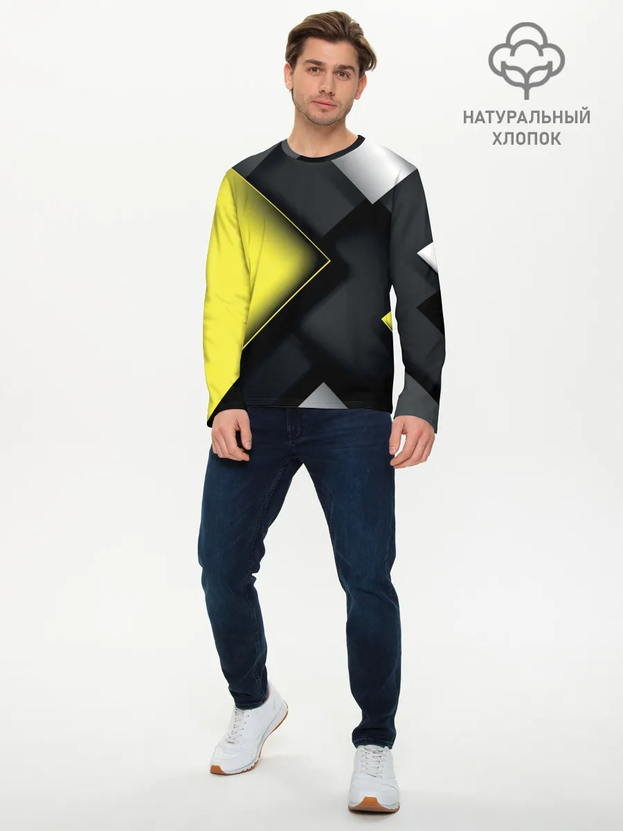 Мужской лонгслив базовый / Желто черный ромб