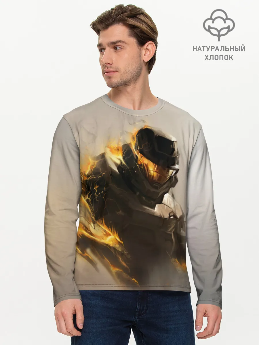 Мужской лонгслив базовый / Spartan in hell | Halo