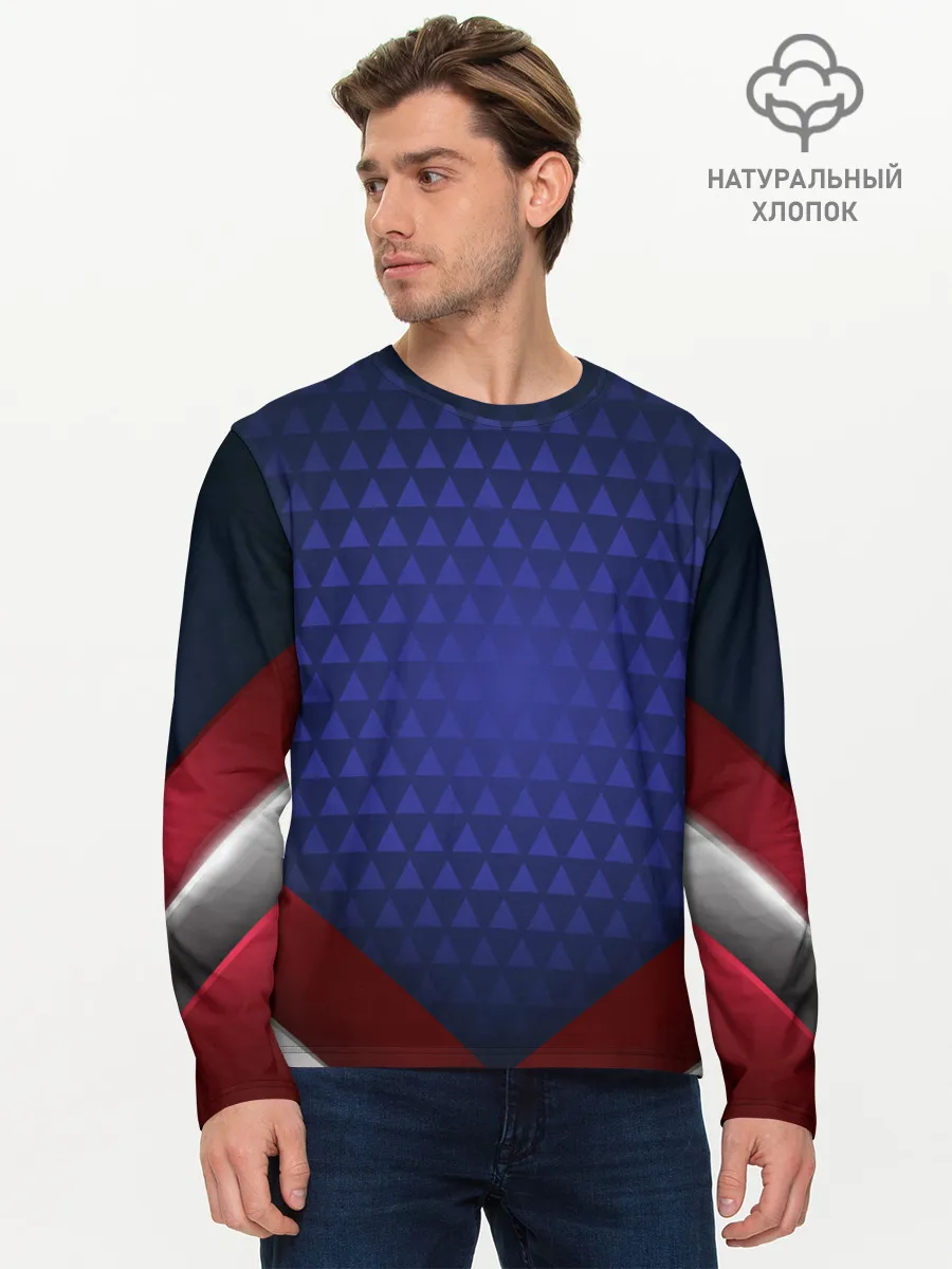 Мужской лонгслив базовый / Blue abstract