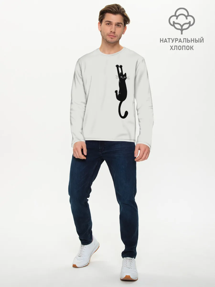 Мужской лонгслив базовый / Испуганный кот