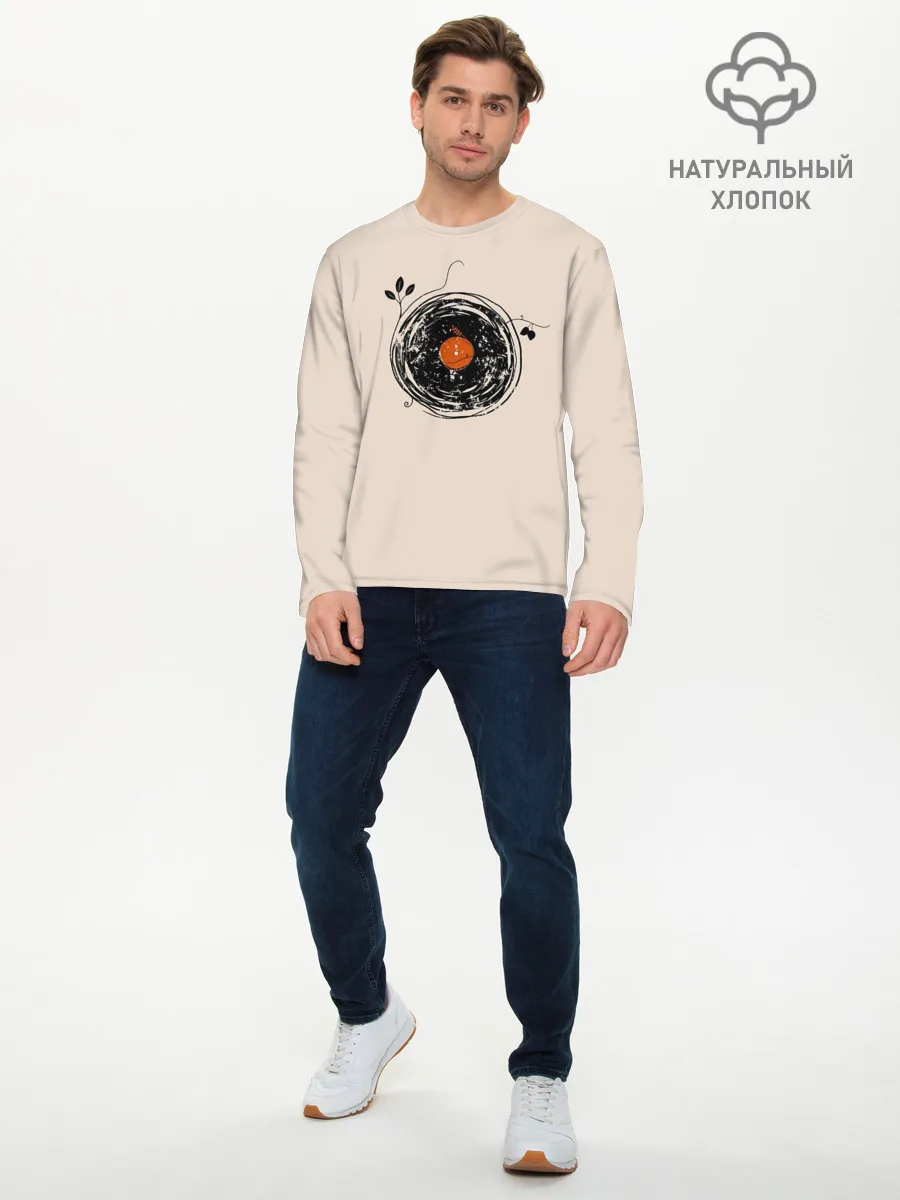 Мужской лонгслив базовый / Natural Vinyl Records Vintage