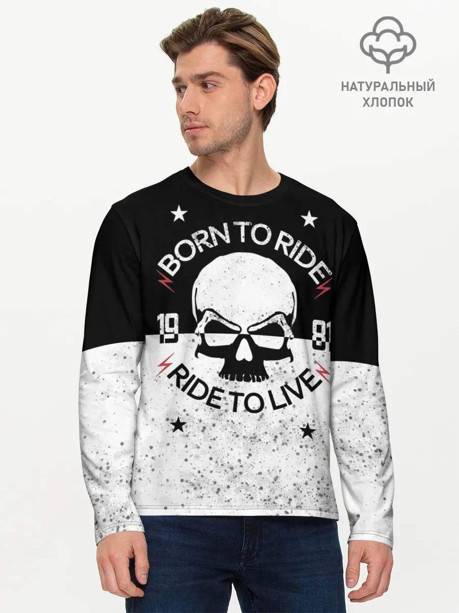 Мужской лонгслив базовый / Born to Ride - Ride to Live