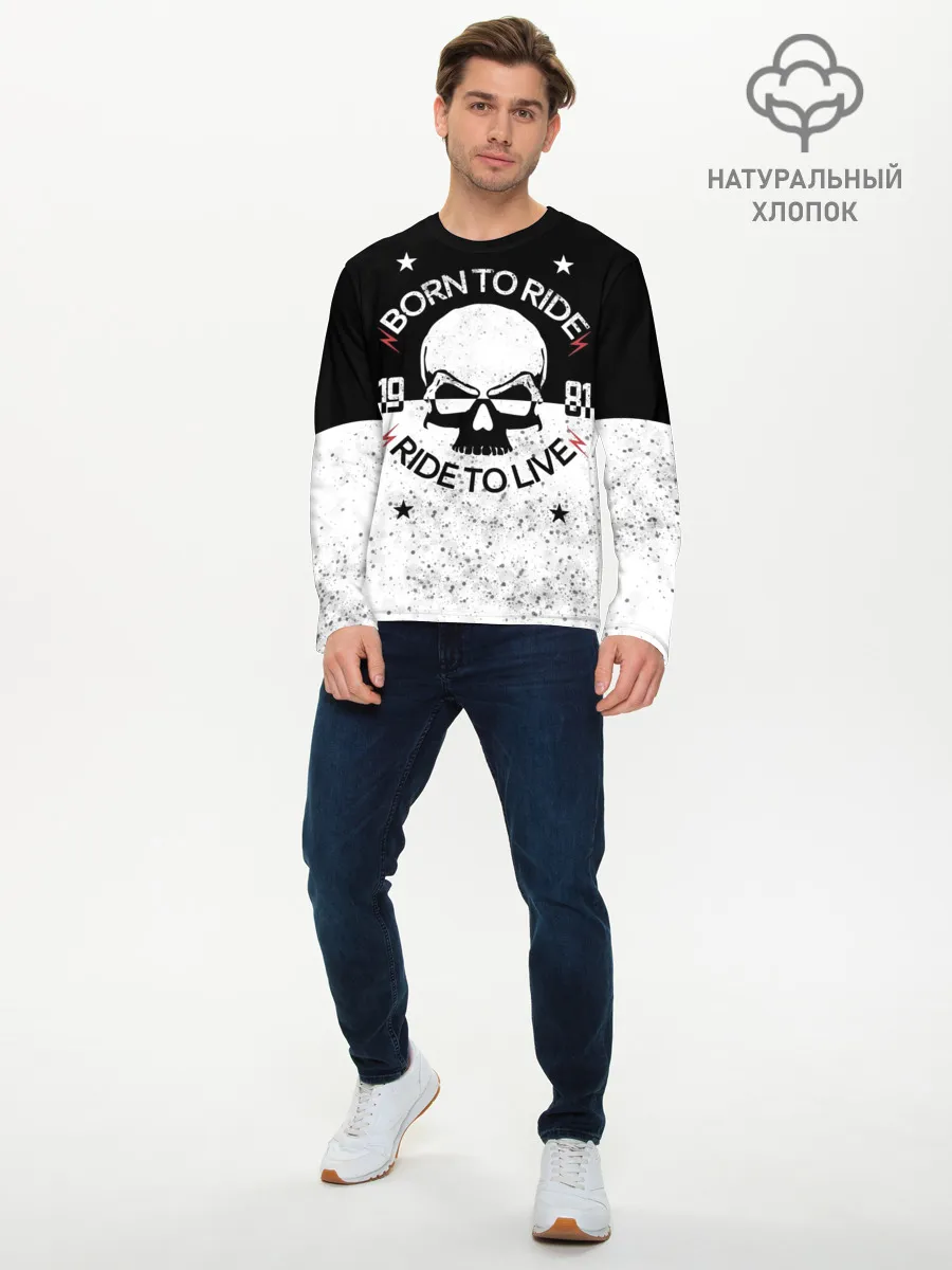 Мужской лонгслив базовый / Born to Ride - Ride to Live
