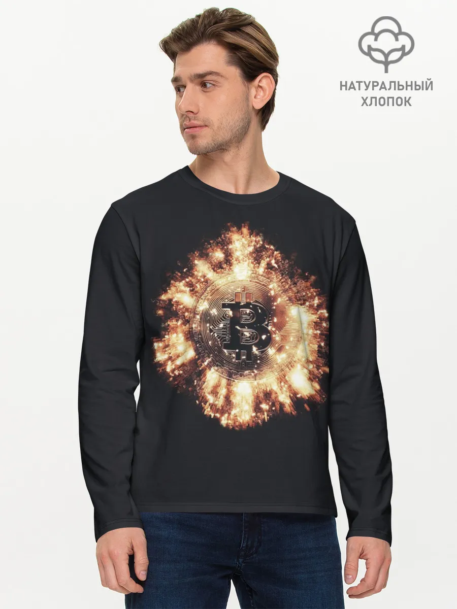 Мужской лонгслив базовый / Bitcoin Bombing