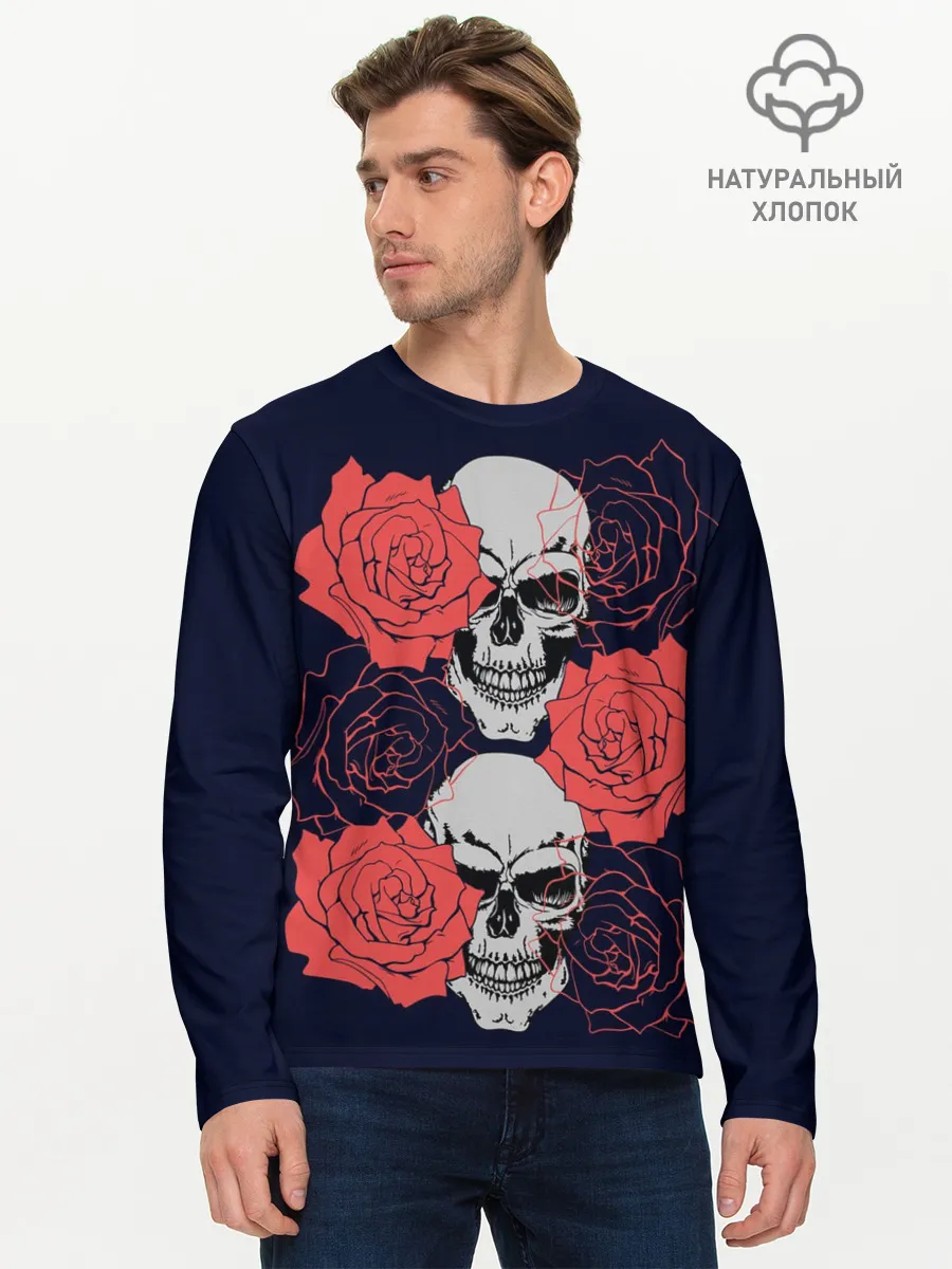 Мужской лонгслив базовый / Rose Skull