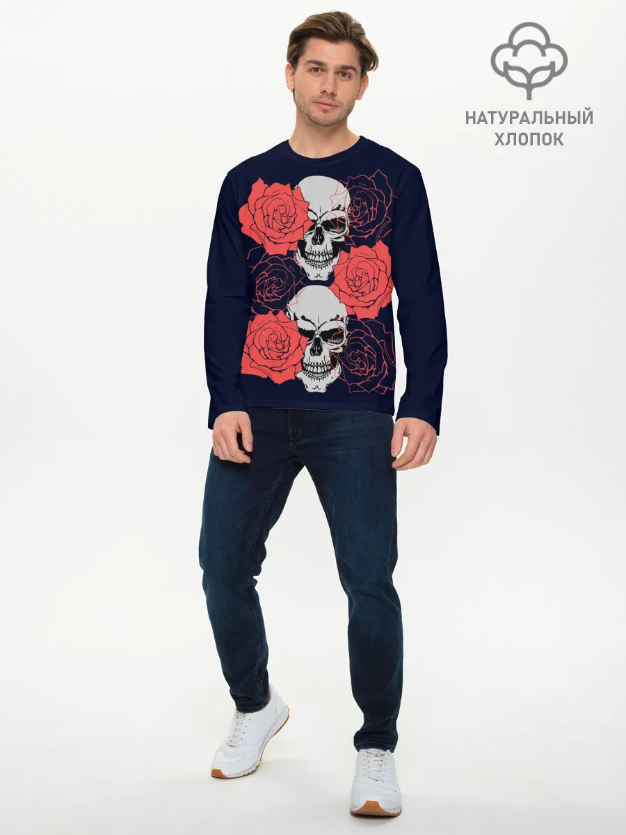 Мужской лонгслив базовый / Rose Skull