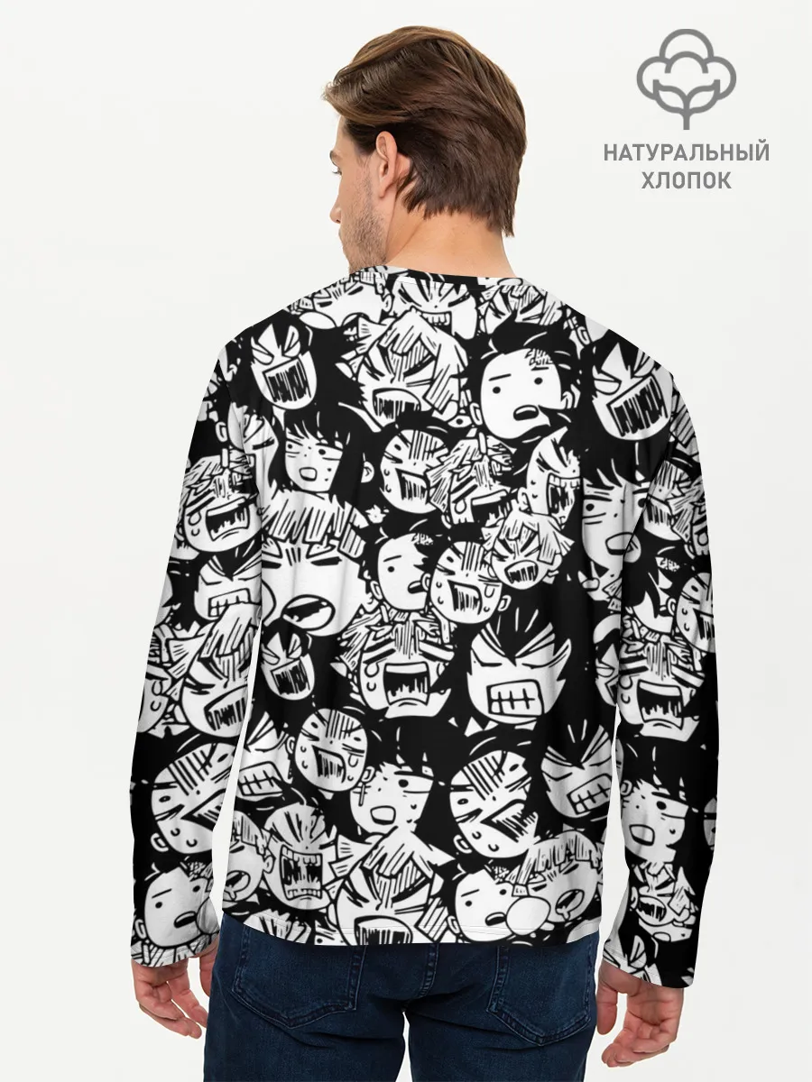 Мужской лонгслив базовый / DEMON SLAYER / ЛИЦА / УЗОР