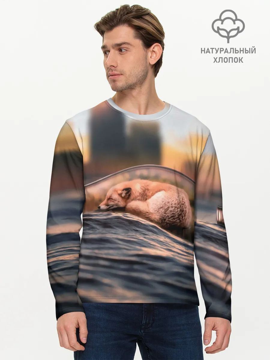 Мужской лонгслив базовый / Лисенок в бутылке