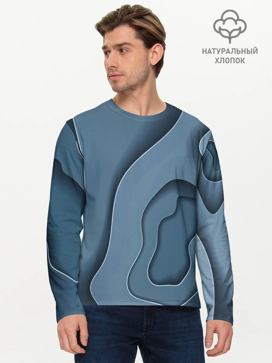 Мужской лонгслив базовый / Абстракция бумажные волны