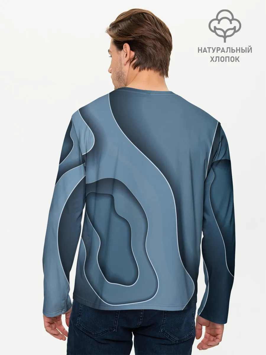 Мужской лонгслив базовый / Абстракция бумажные волны