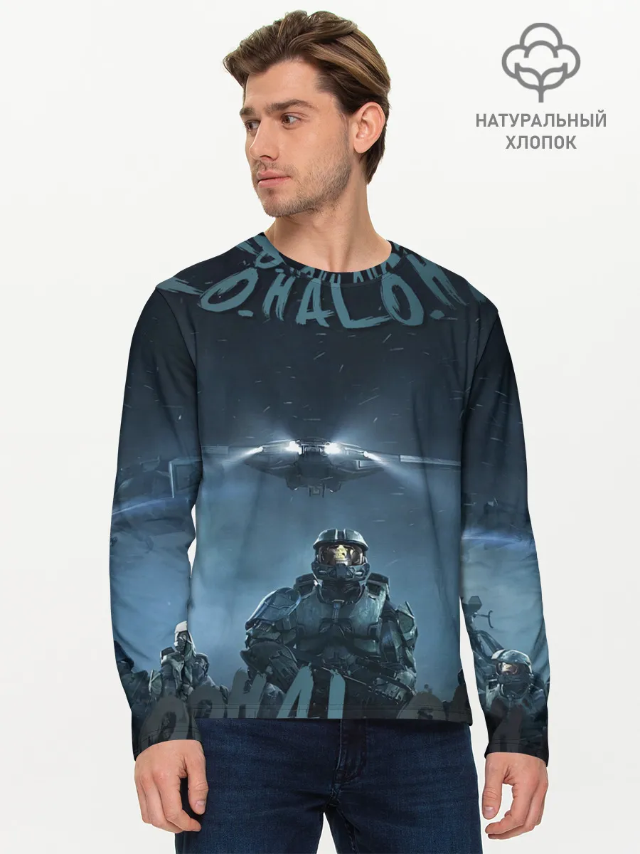 Мужской лонгслив базовый / Halo calligraphy