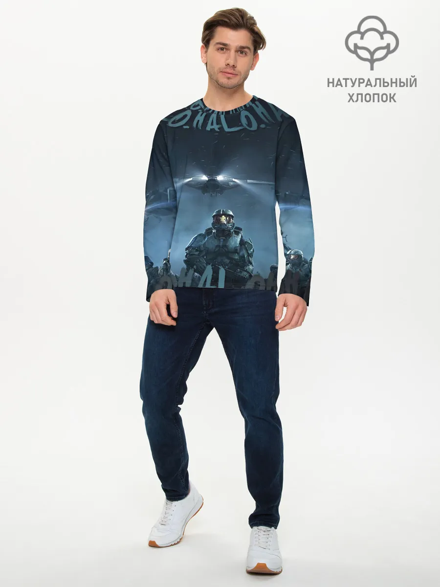 Мужской лонгслив базовый / Halo calligraphy