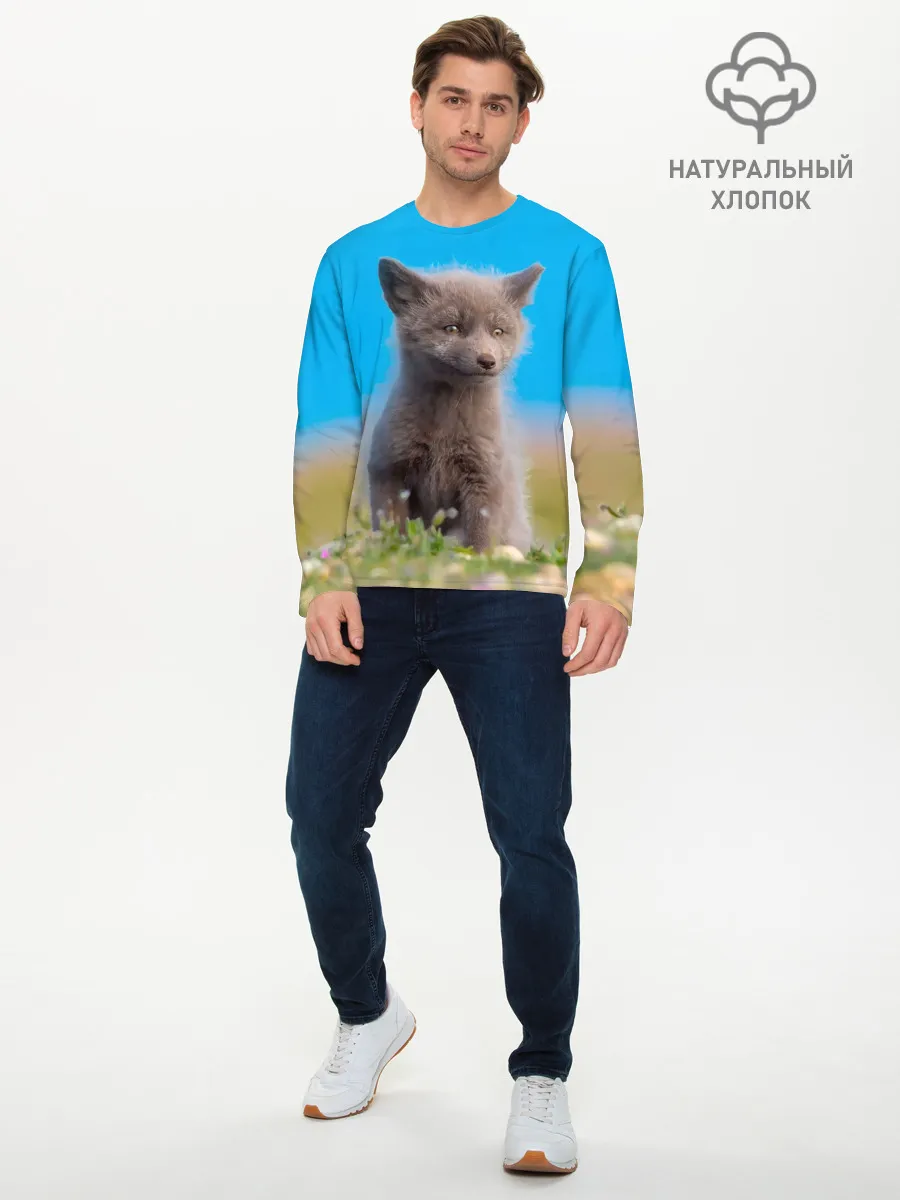 Мужской лонгслив базовый / Смешной лисенок