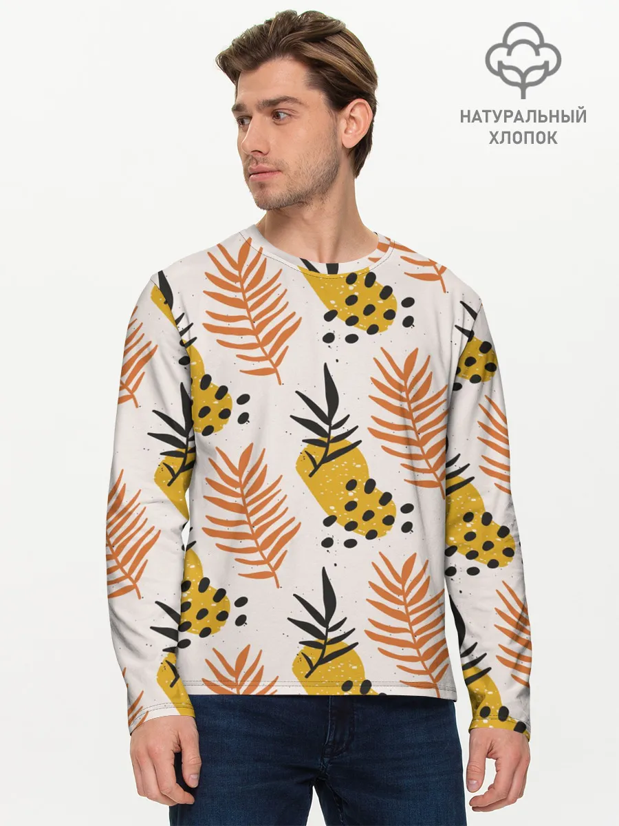 Мужской лонгслив базовый / Абстрактные ветви - узор