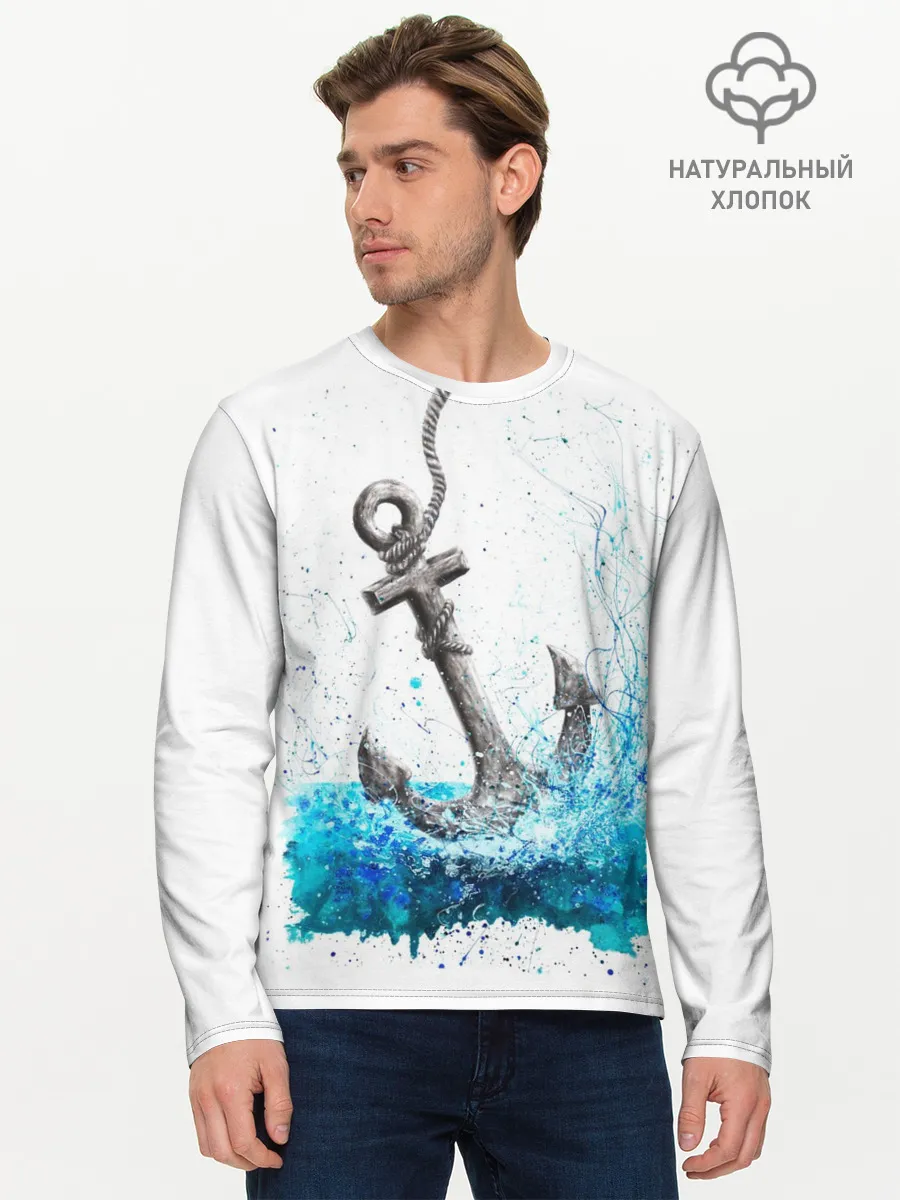 Мужской лонгслив базовый / Якорь На Холсте