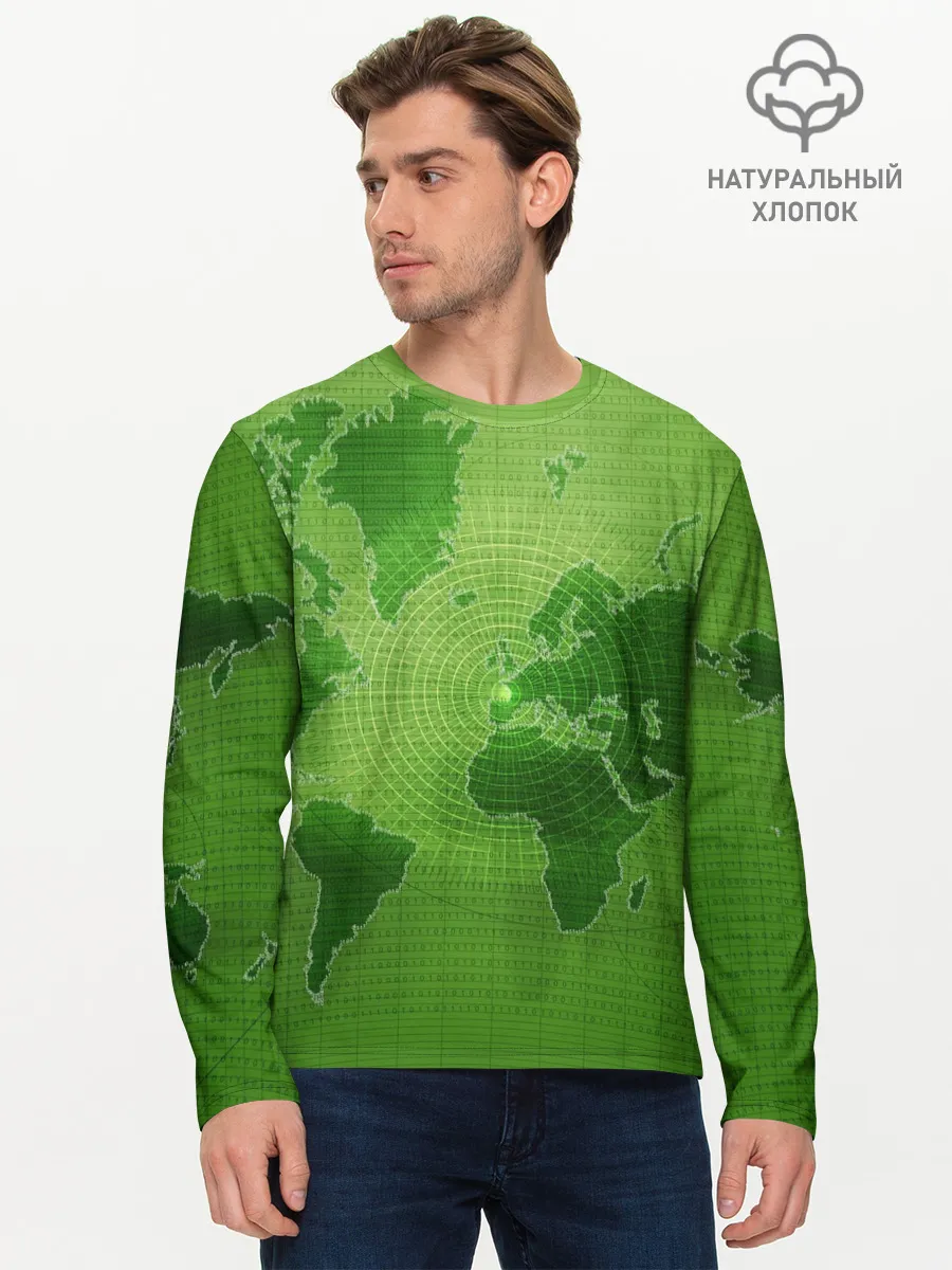 Мужской лонгслив базовый / Карта мира