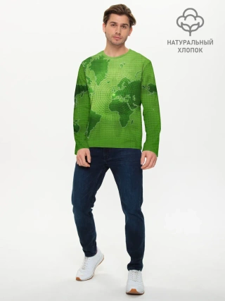 Мужской лонгслив базовый / Карта мира