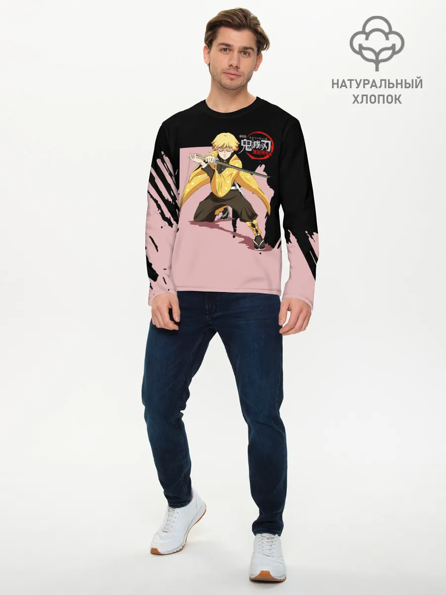 Мужской лонгслив базовый / Зеницу Агацума Kimetsu no Yaiba