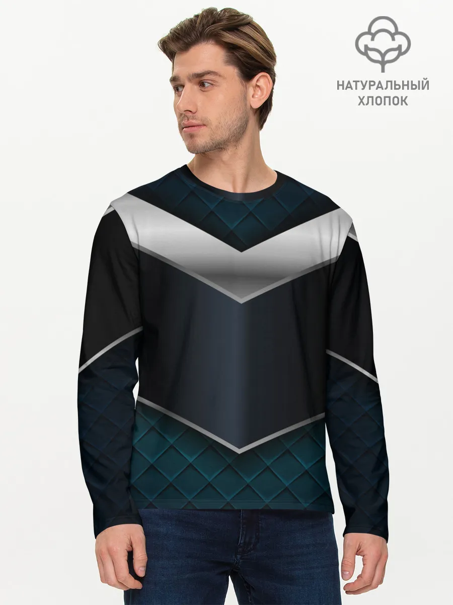 Мужской лонгслив базовый / 3D dark metal
