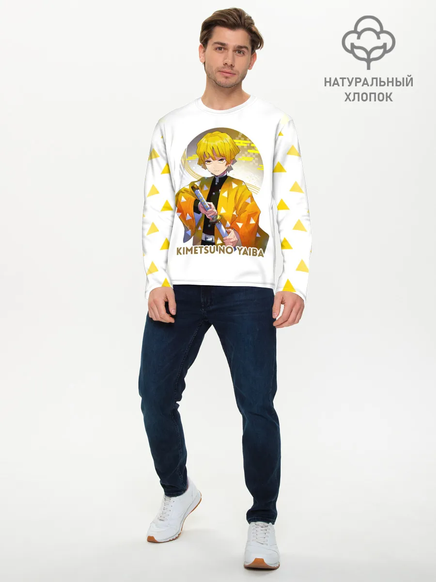 Мужской лонгслив базовый / Agatsuma Zenitsu Kimetsu no Yaiba