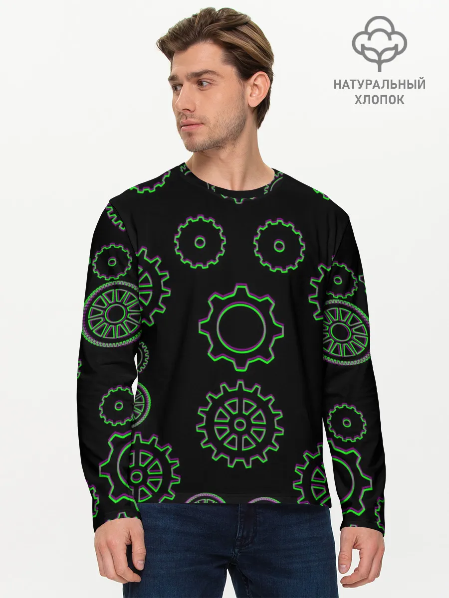 Мужской лонгслив базовый / Шестерёнки Стимпанк