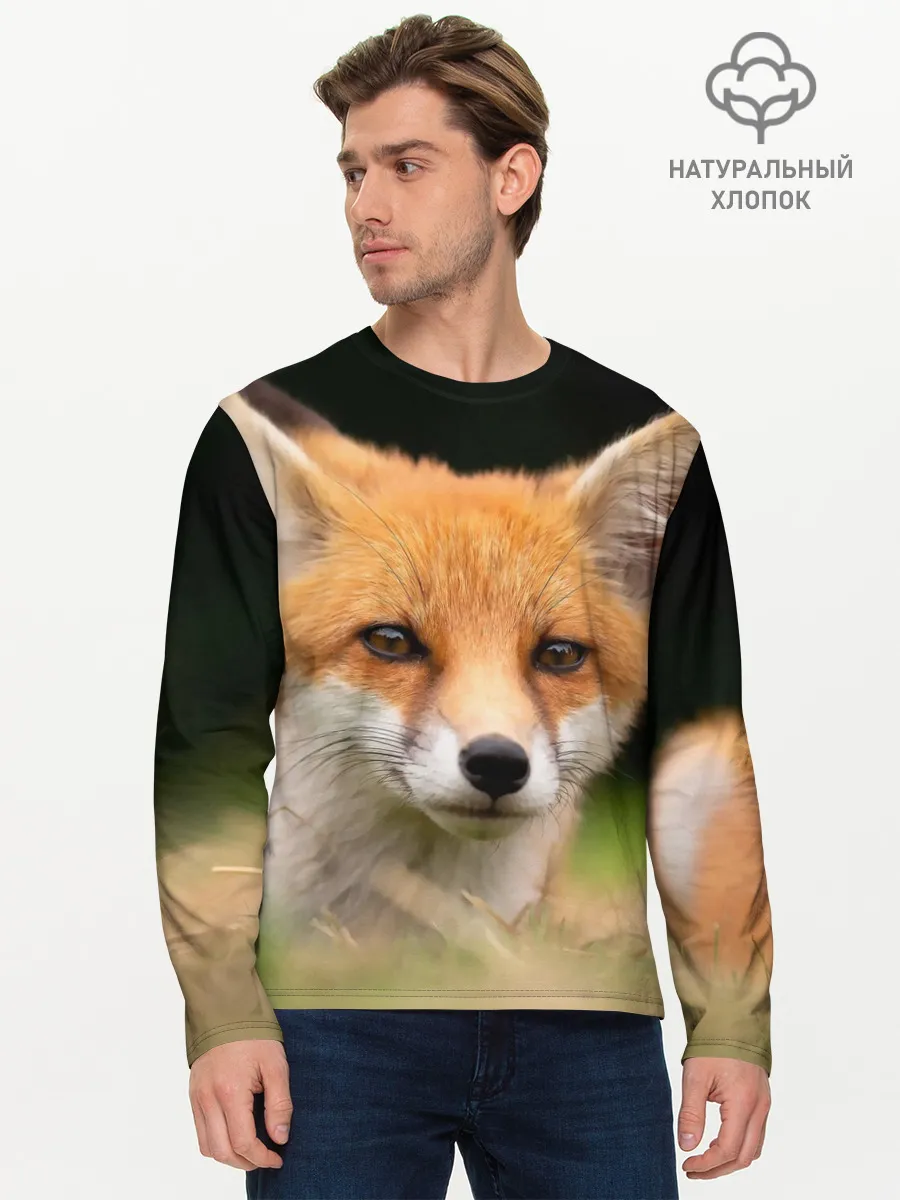 Мужской лонгслив базовый / Мордочка лисицы