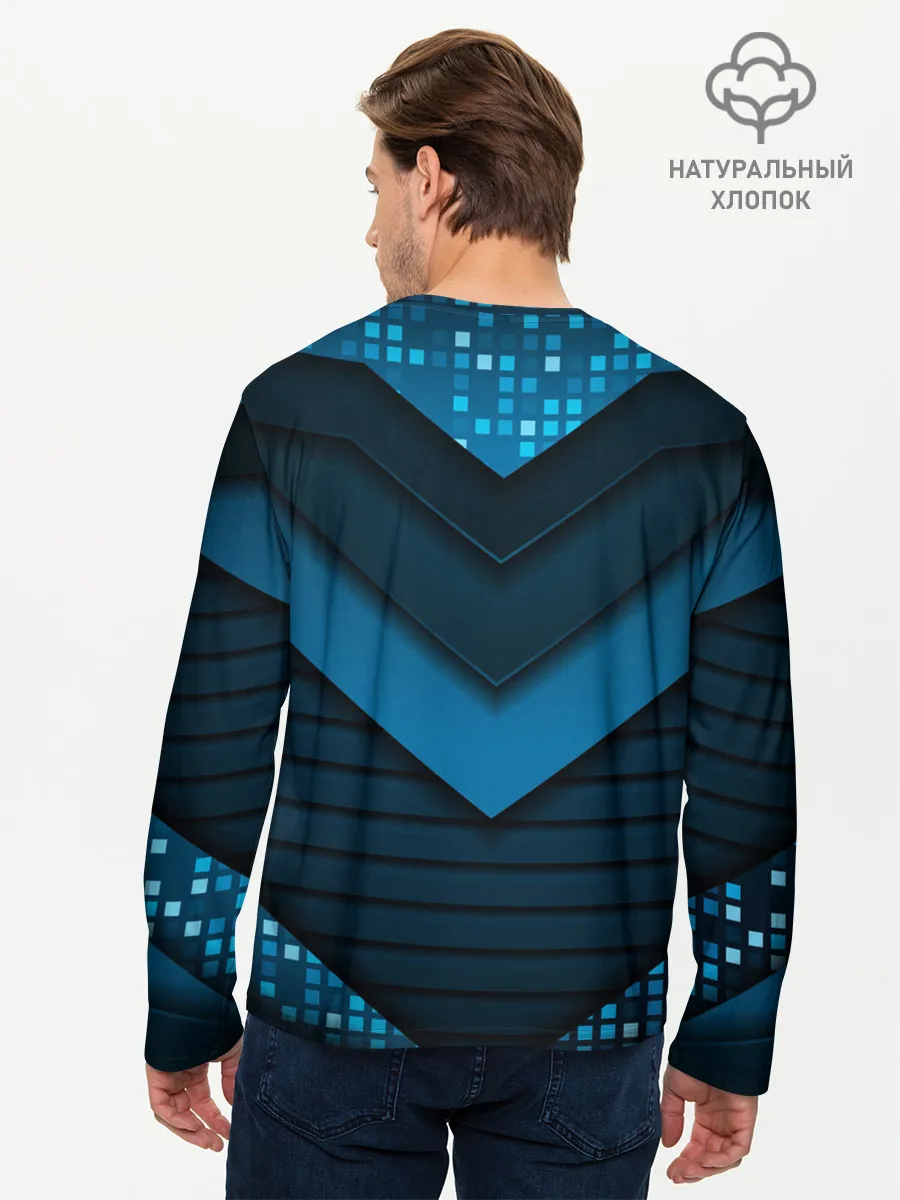 Мужской лонгслив базовый / 3D luxury blue abstract
