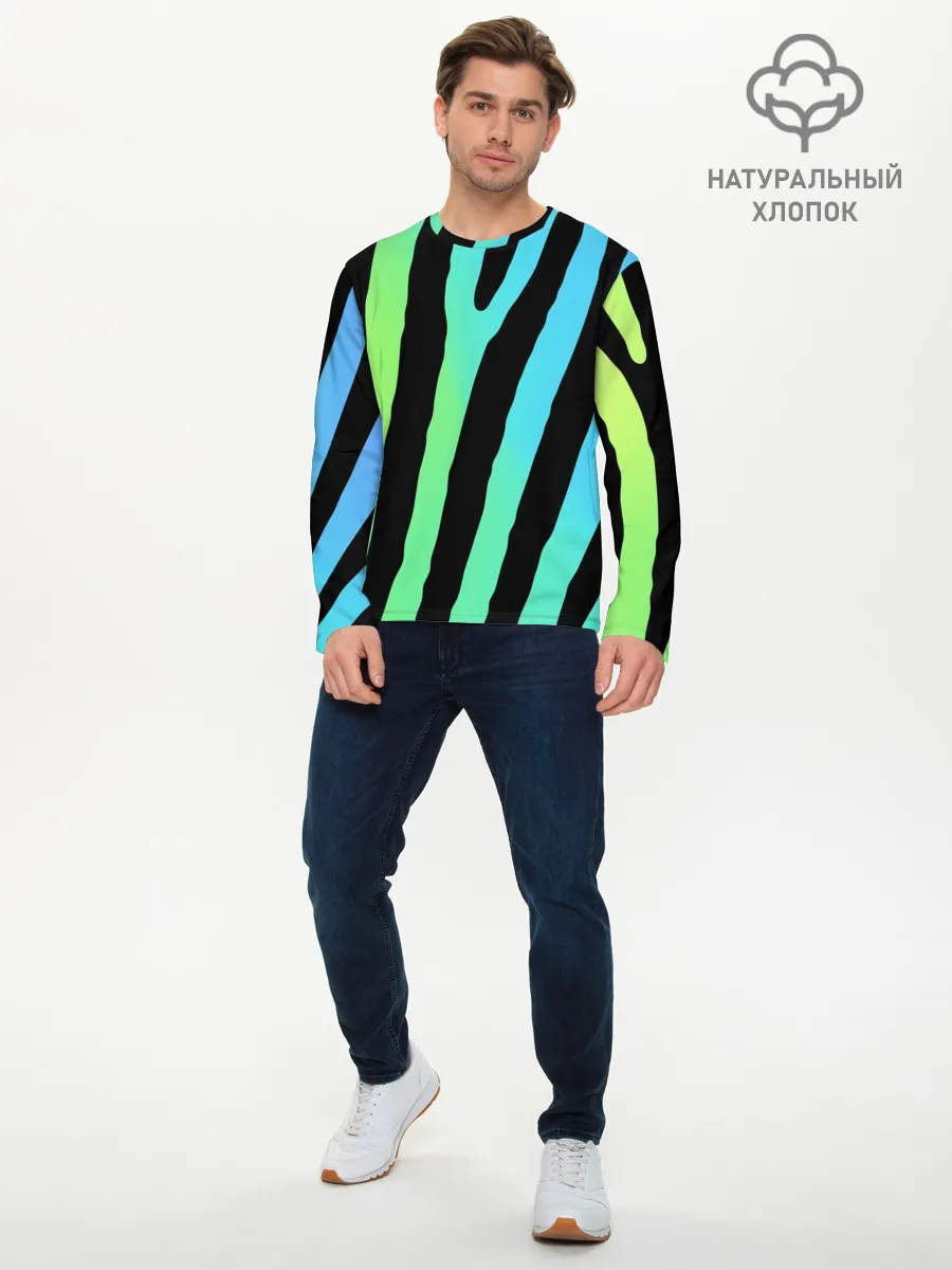 Мужской лонгслив базовый / Радужная зебра
