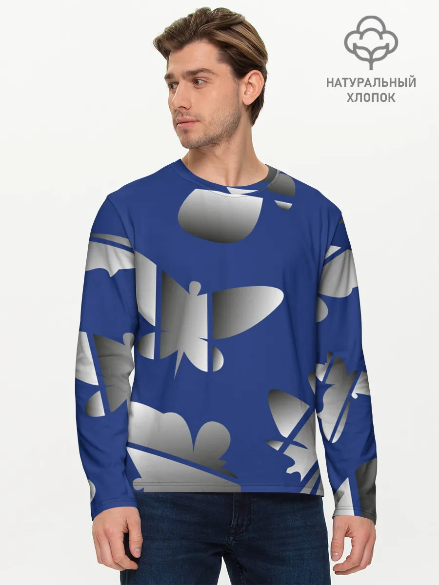 Мужской лонгслив базовый / градиентные бабочки