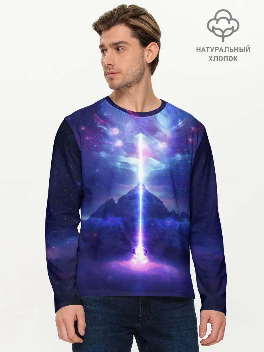 Мужской лонгслив базовый / Яркий взрыв в космосе