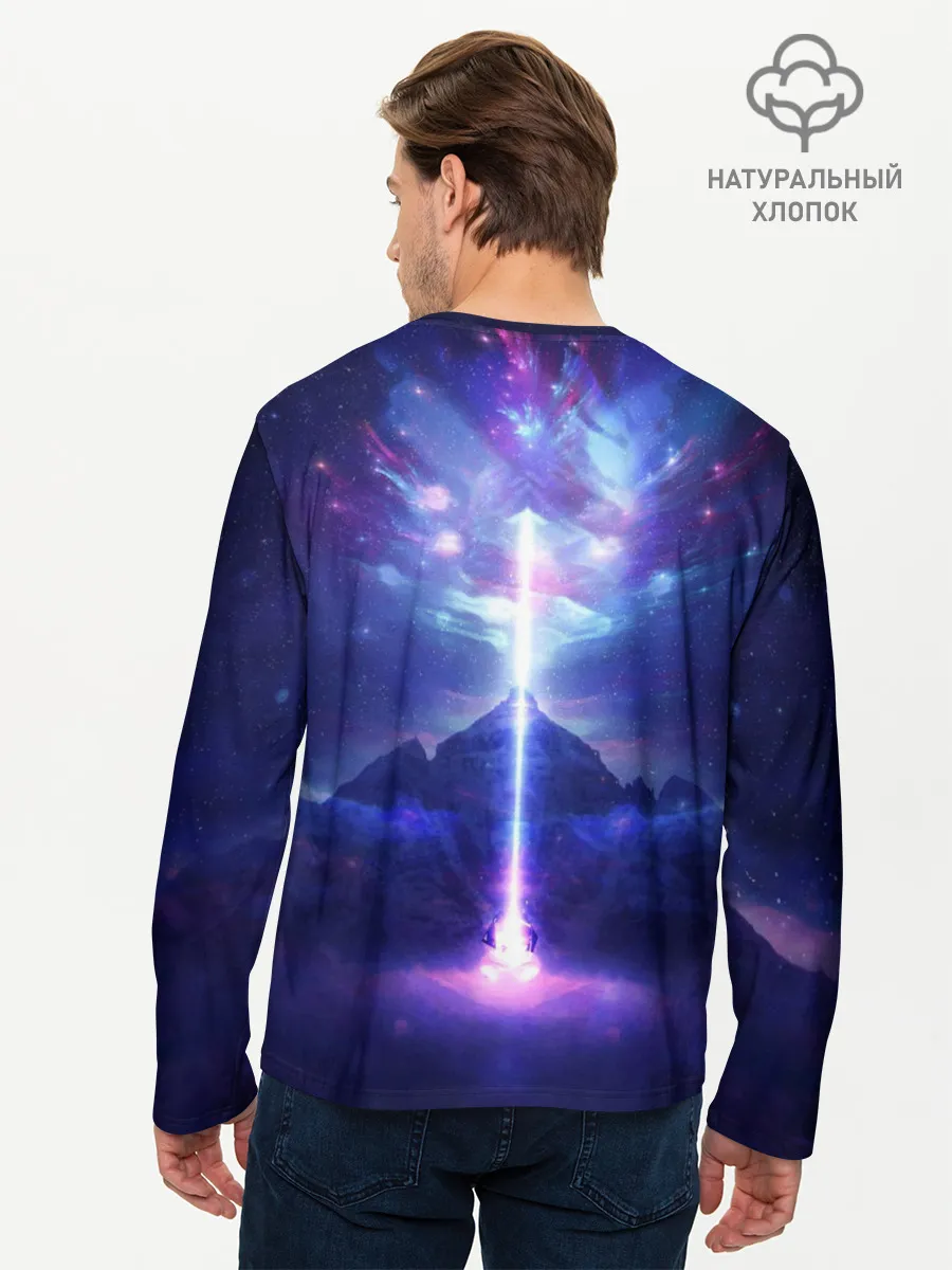 Мужской лонгслив базовый / Яркий взрыв в космосе