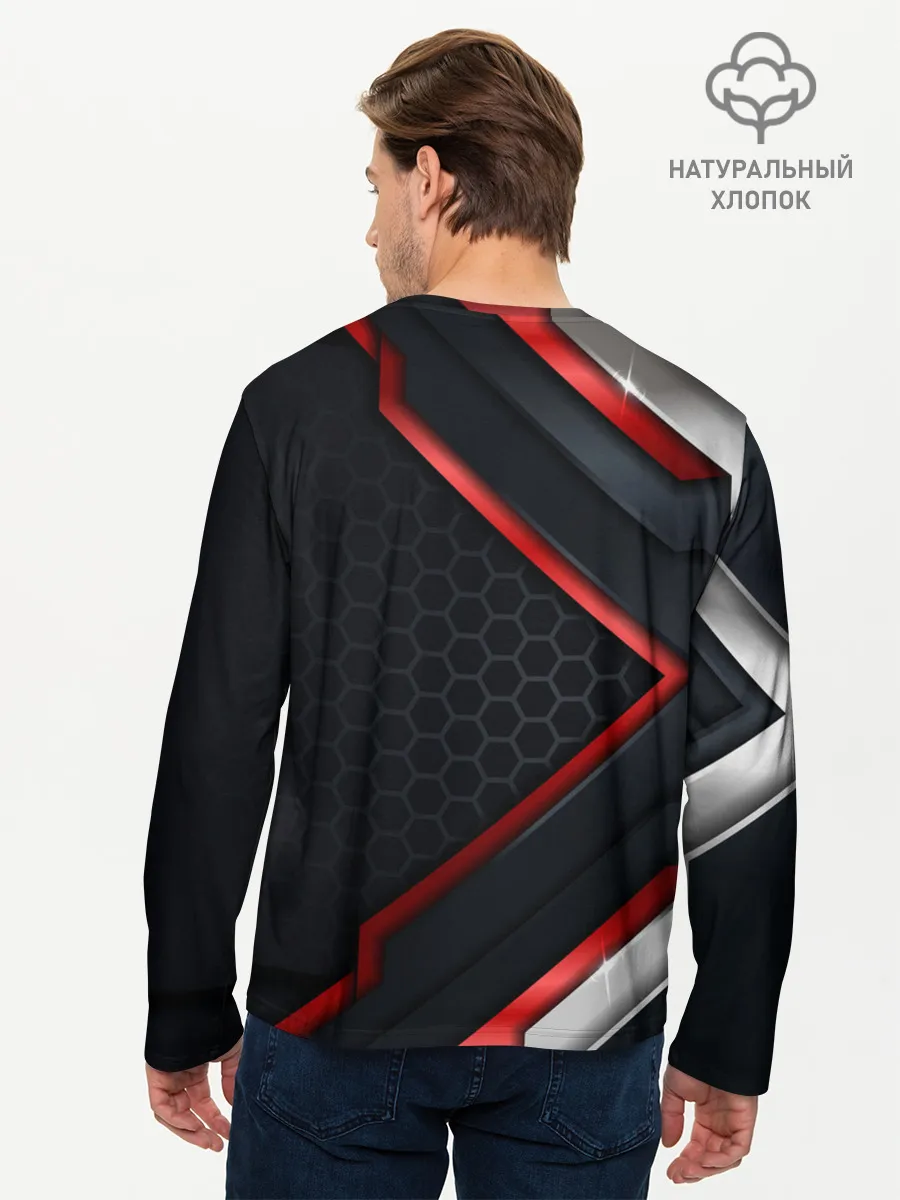 Мужской лонгслив базовый / luxury Black 3D СОТЫ